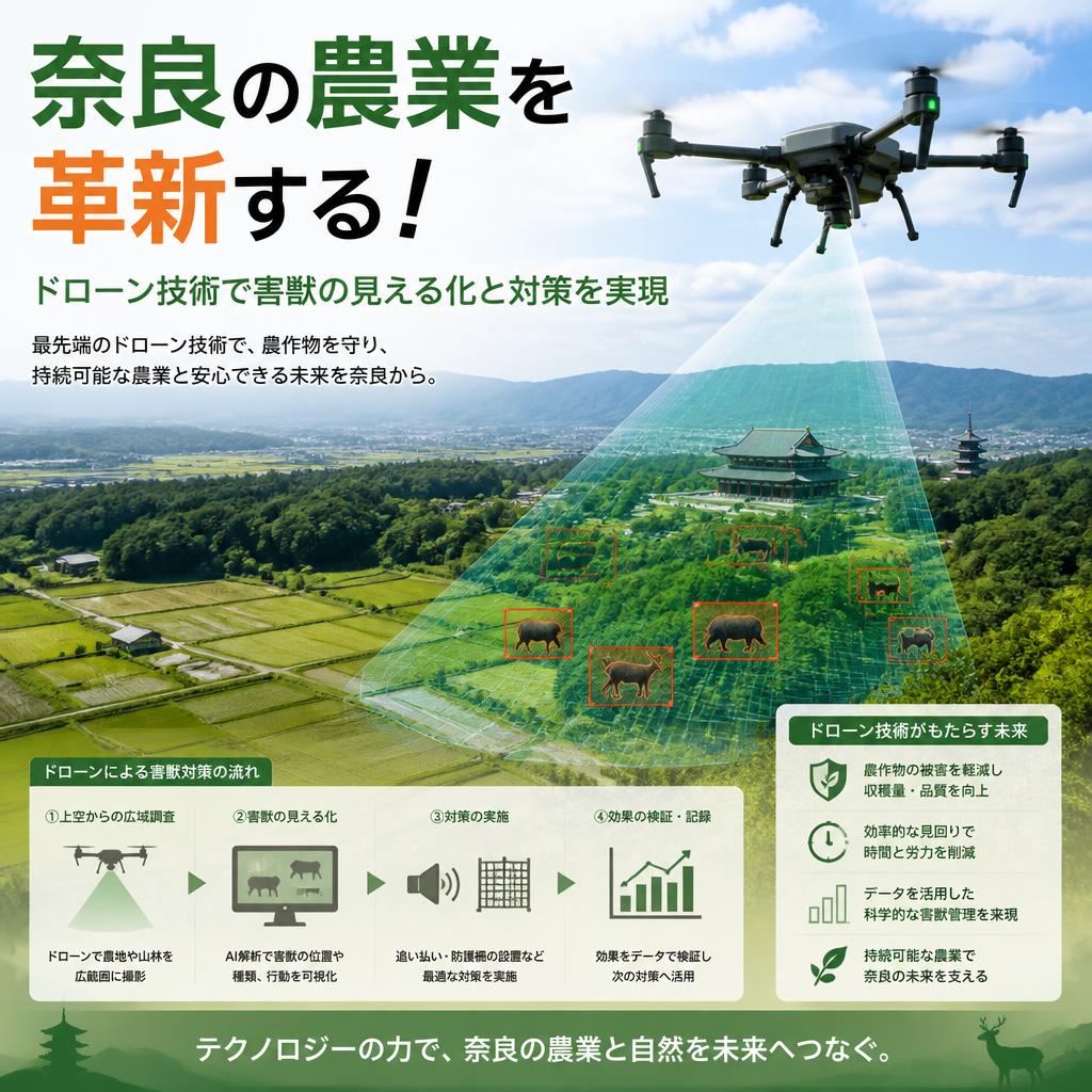 奈良の農業を革新する！ドローン技術で害獣の見える化と対策を実現